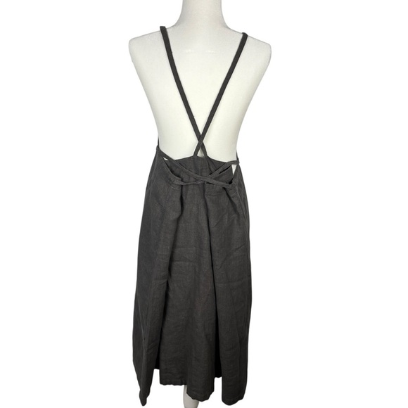 NWT Artemesia Apron Dress 100% Linen Apron Dress Granite Gray One Size Homestead - Picture 3 of 13